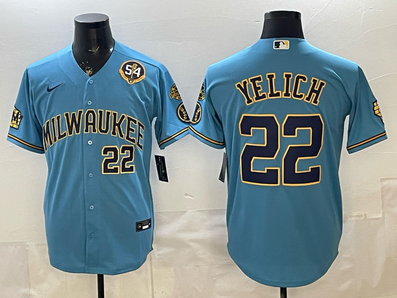 Men 2026 Milwaukee Brewers #22 Yelich blue Game Nike MLB Jersey 0401003->milwaukee brewers->MLB Jersey